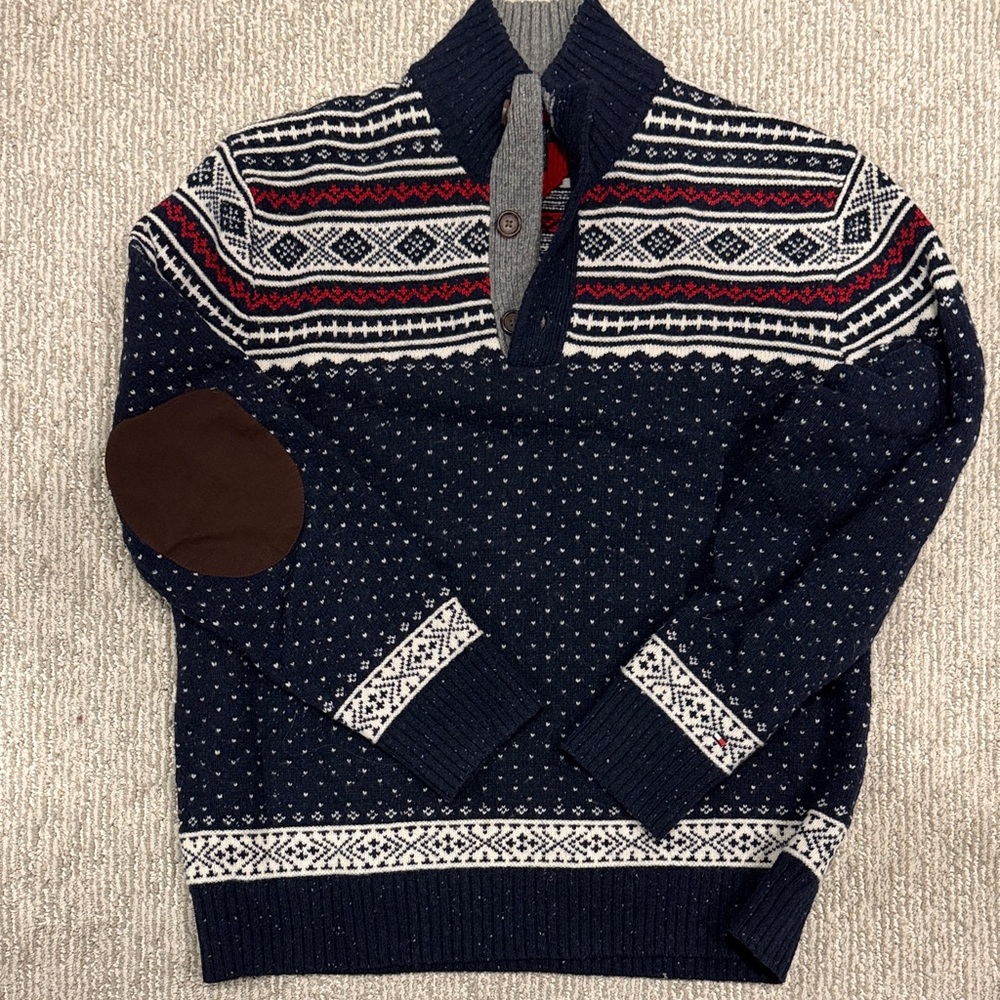 Tommy Hilfiger Navy and Red Sweater